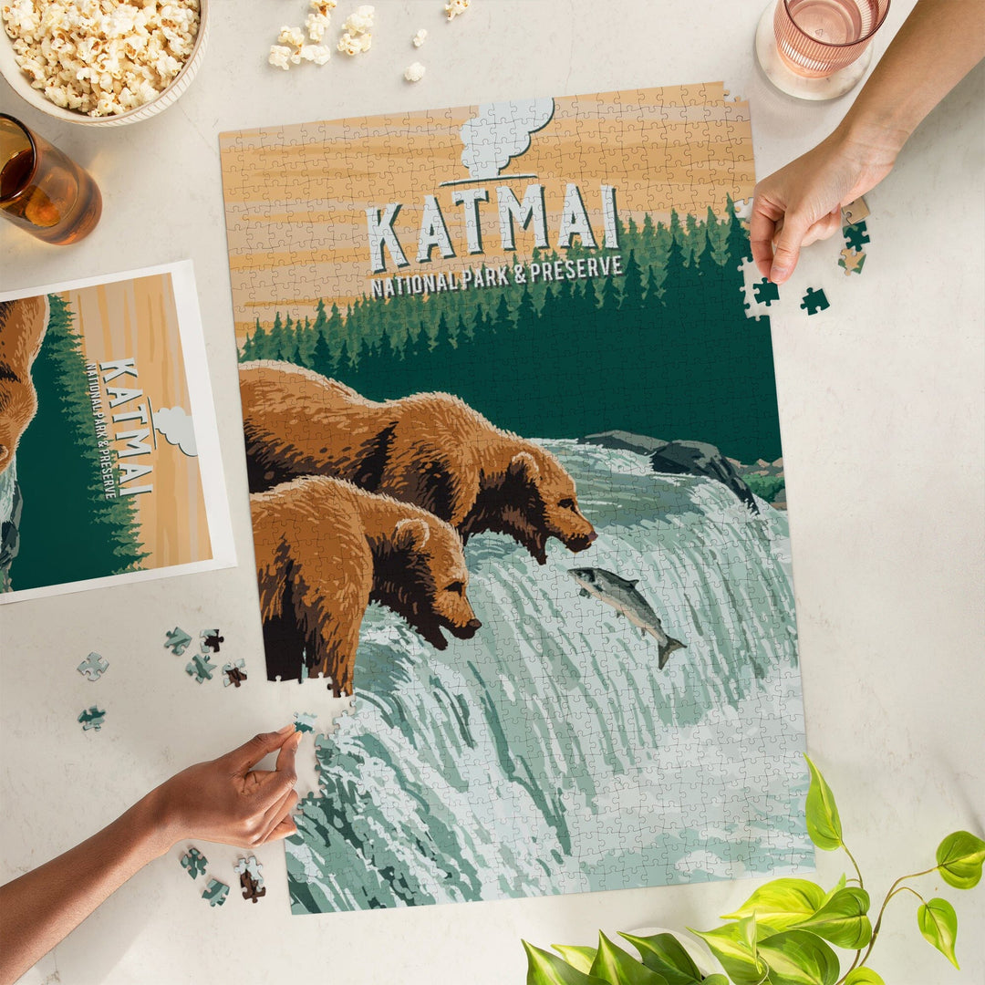 Katmai National Park, Alaska, Painterly, Jigsaw Puzzle Puzzle Lantern Press 