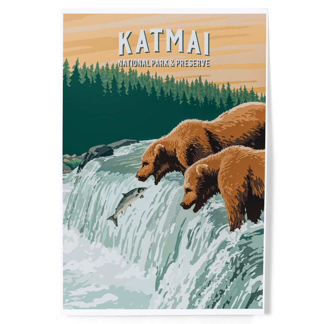 Katmai National Park, Alaska, Painterly National Park Series, Art & Giclee Prints Art Lantern Press 