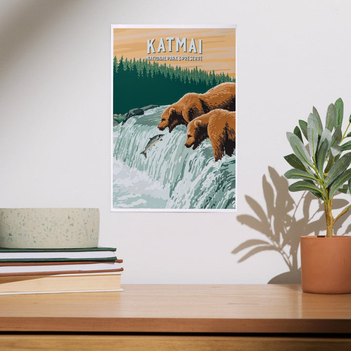 Katmai National Park, Alaska, Painterly National Park Series, Art & Giclee Prints Art Lantern Press 