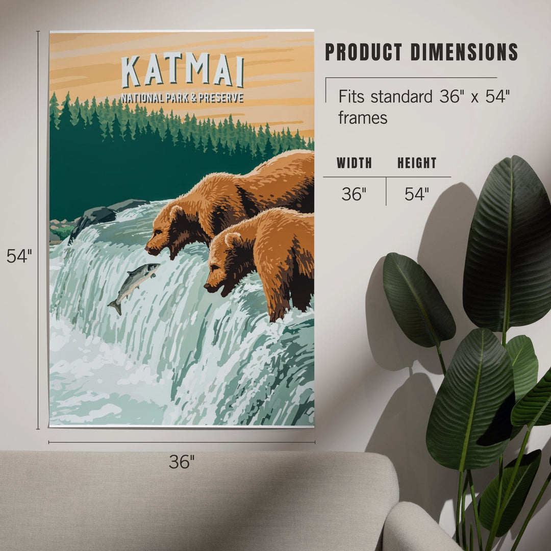 Katmai National Park, Alaska, Painterly National Park Series, Art & Giclee Prints Art Lantern Press 