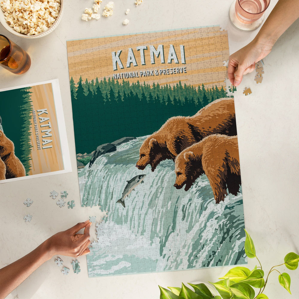 Katmai National Park, Alaska, Painterly National Park Series, Jigsaw Puzzle Puzzle Lantern Press 