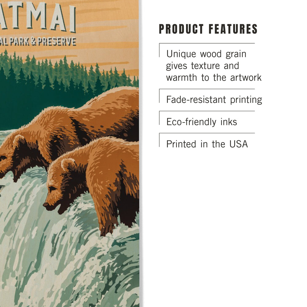 Katmai National Park, Alaska, Painterly National Park Series, Wood Signs and Postcards - Lantern Press