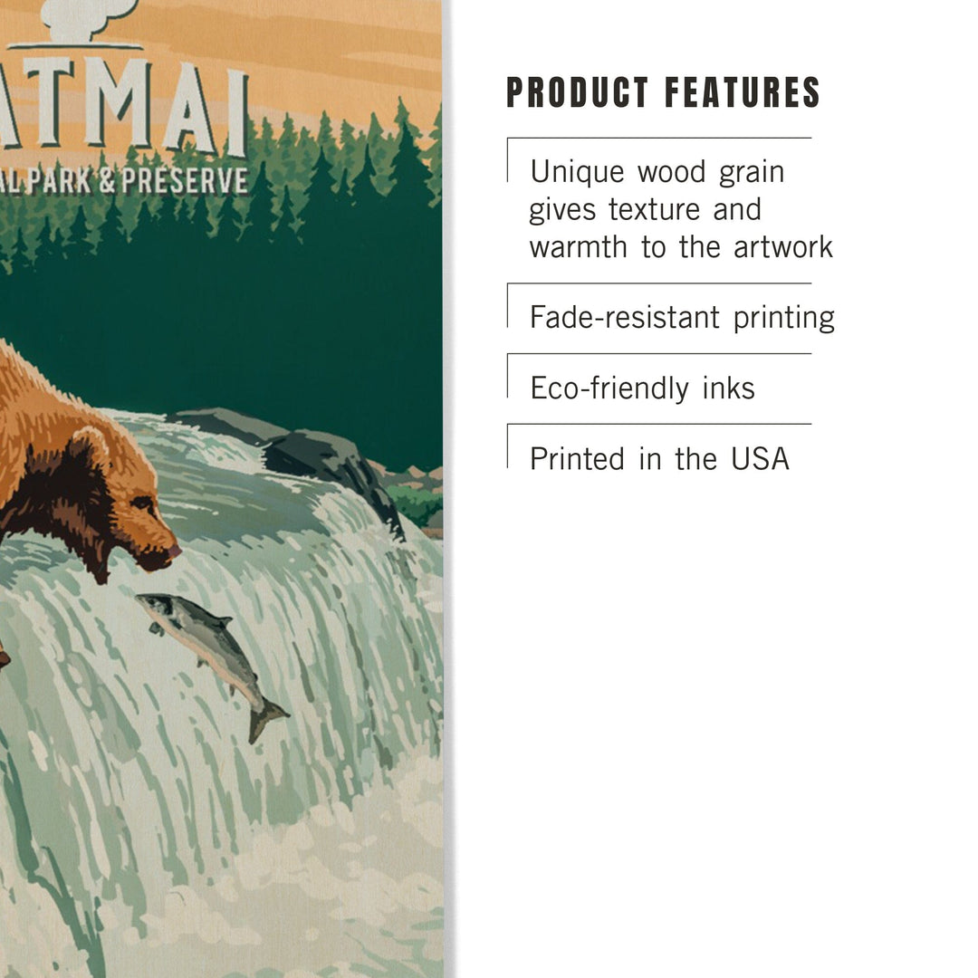 Katmai National Park, Alaska, Painterly, Wood Signs and Postcards Wood Lantern Press 