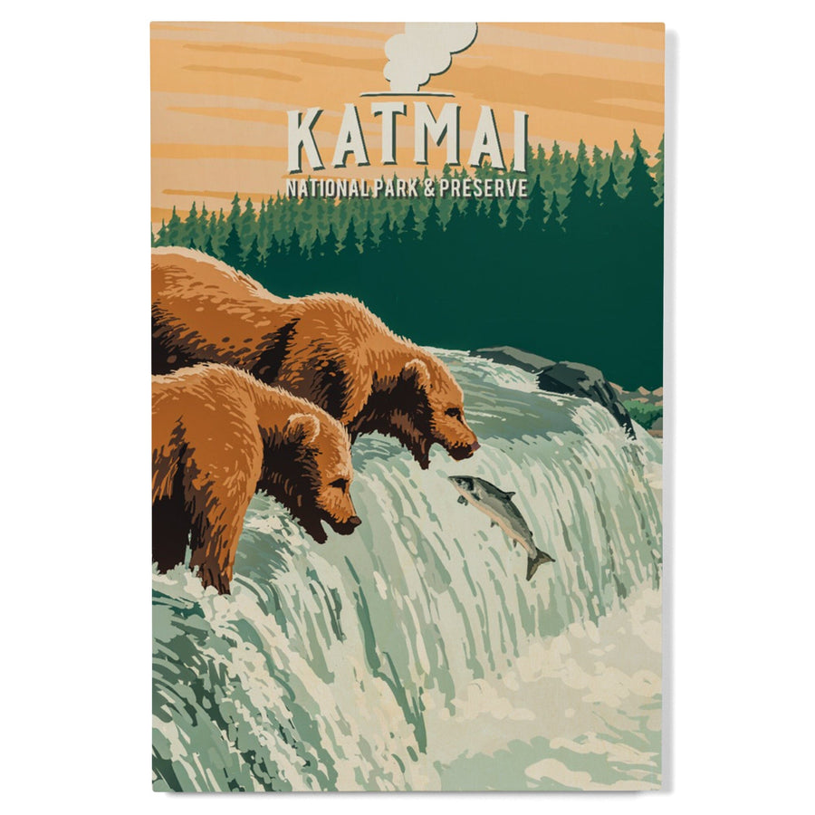 Katmai National Park, Alaska, Painterly, Wood Signs and Postcards Wood Lantern Press 