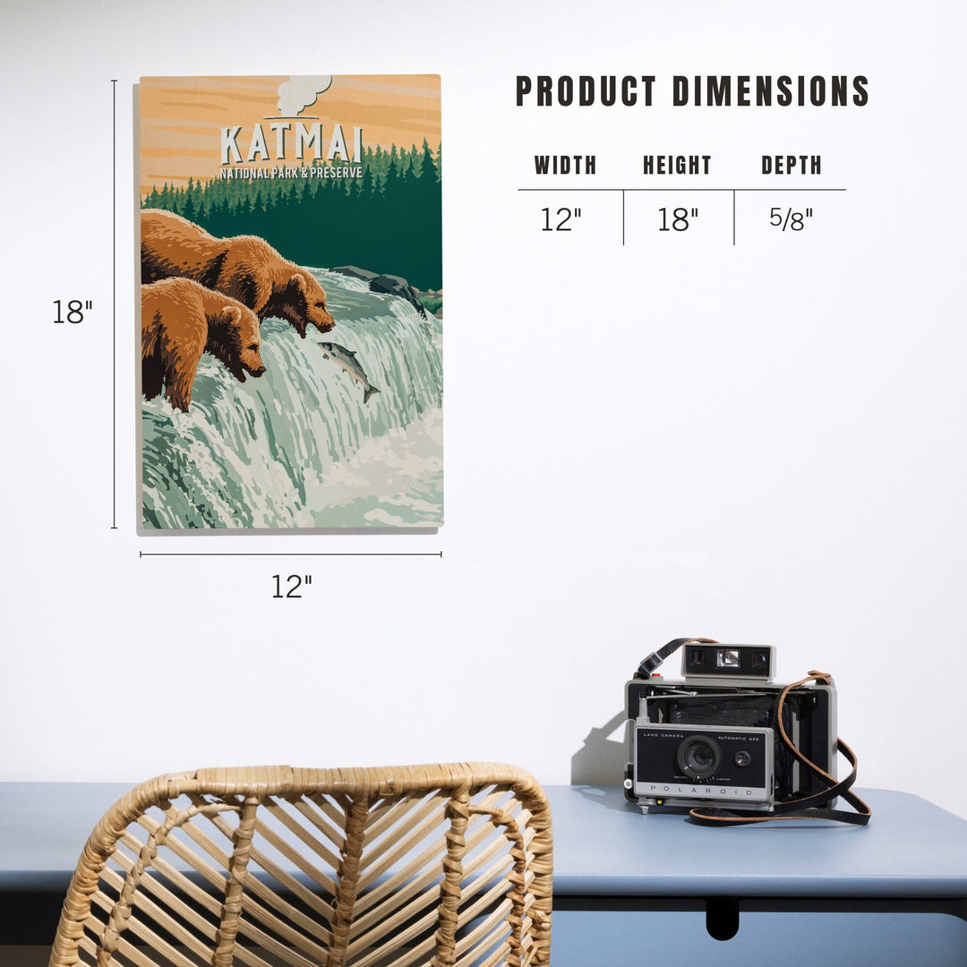 Katmai National Park, Alaska, Painterly, Wood Signs and Postcards Wood Lantern Press 