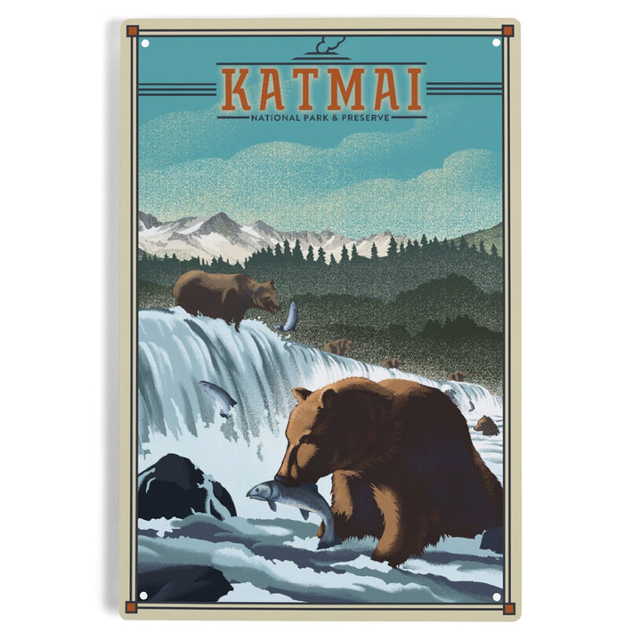 Katmai National Park and Preserve, Alaska, Lithograph, Metal Signs Metal Lantern Press 