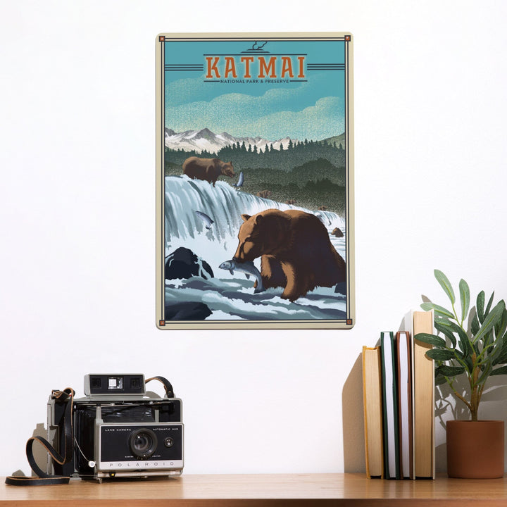 Katmai National Park and Preserve, Alaska, Lithograph, Metal Signs Metal Lantern Press 