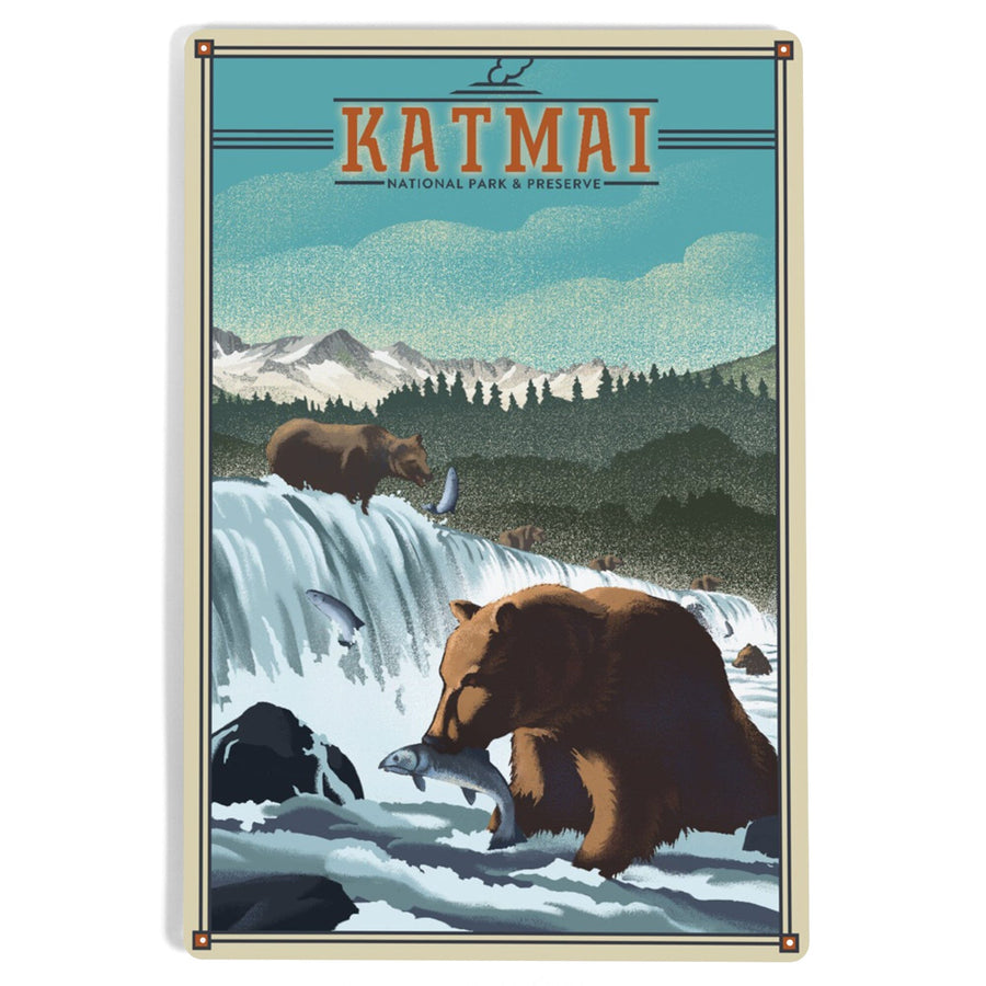 Katmai National Park and Preserve, Alaska, Lithograph, Metal Signs Metal Lantern Press 