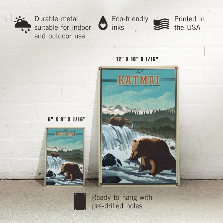 Katmai National Park and Preserve, Alaska, Lithograph, Metal Signs Metal Lantern Press 