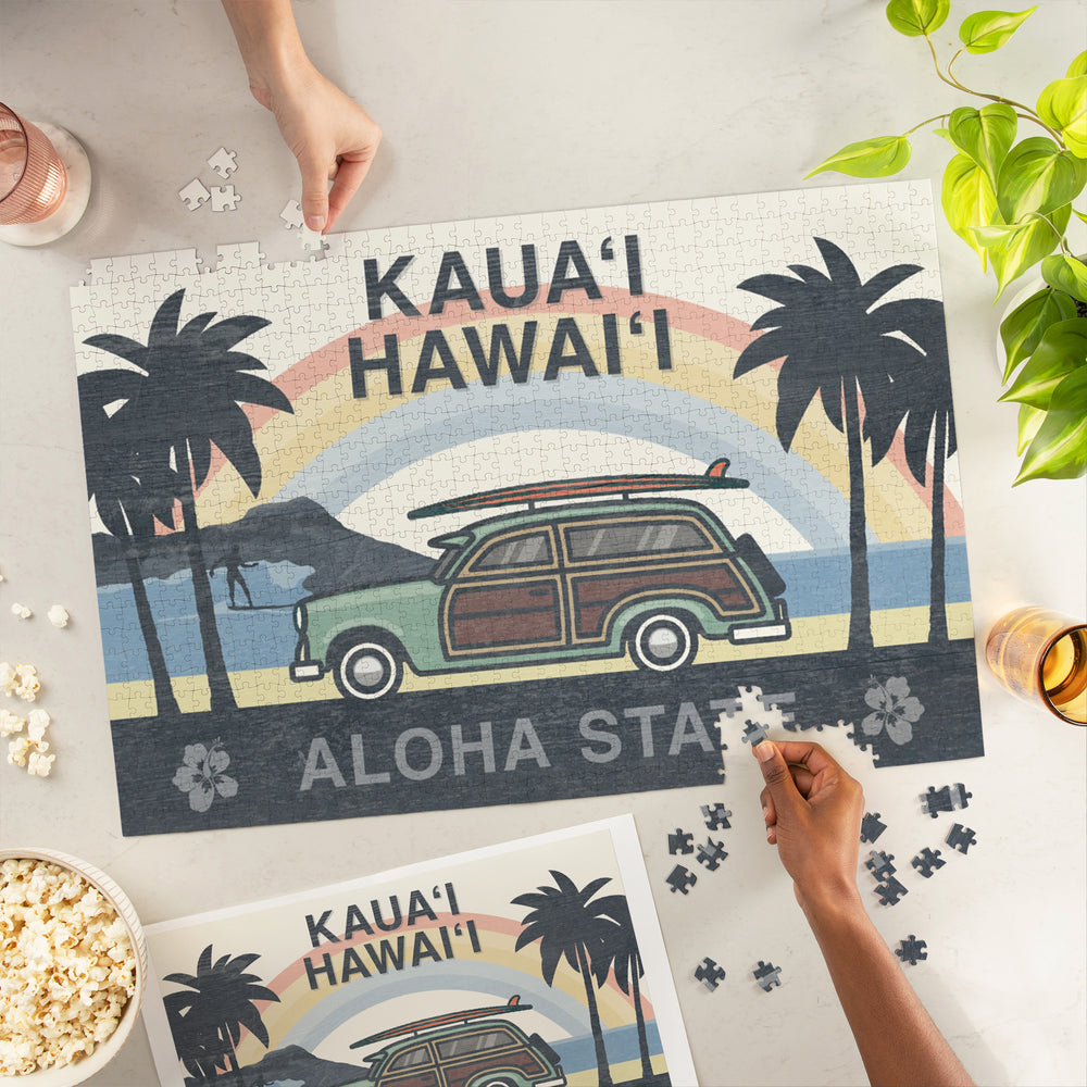 Kauai, Hawaii, Aloha State, Woody Beach Scene, Jigsaw Puzzle Puzzle Lantern Press 
