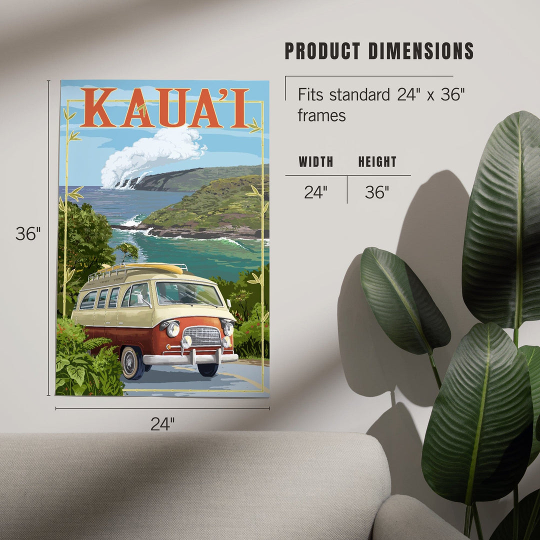 Kauai, Hawaii, Camper Van, Art & Giclee Prints Art Lantern Press 