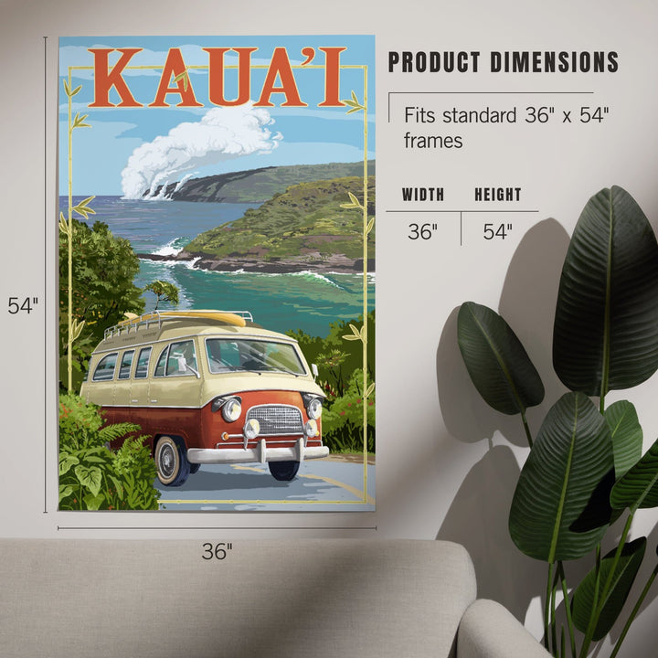 Kauai, Hawaii, Camper Van, Art & Giclee Prints Art Lantern Press 