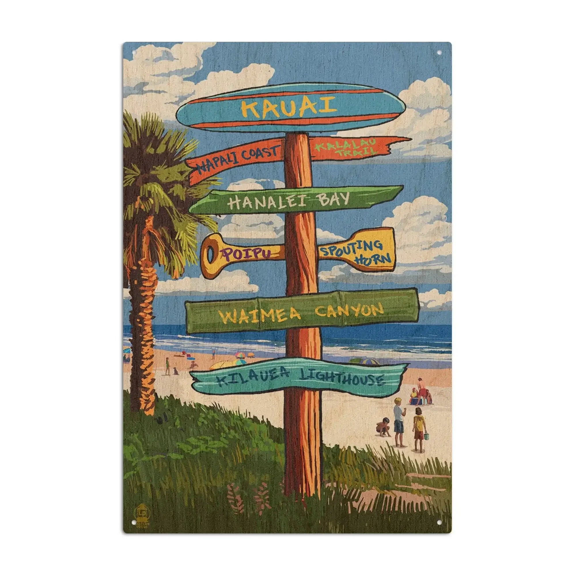 Kauai, Hawaii, Destinations Sign, Lantern Press Artwork, Wood Signs an