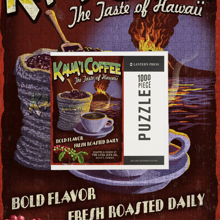 Kauai, Hawaii, Kauai Coffee Vintage Sign, Jigsaw Puzzle Puzzle Lantern Press 