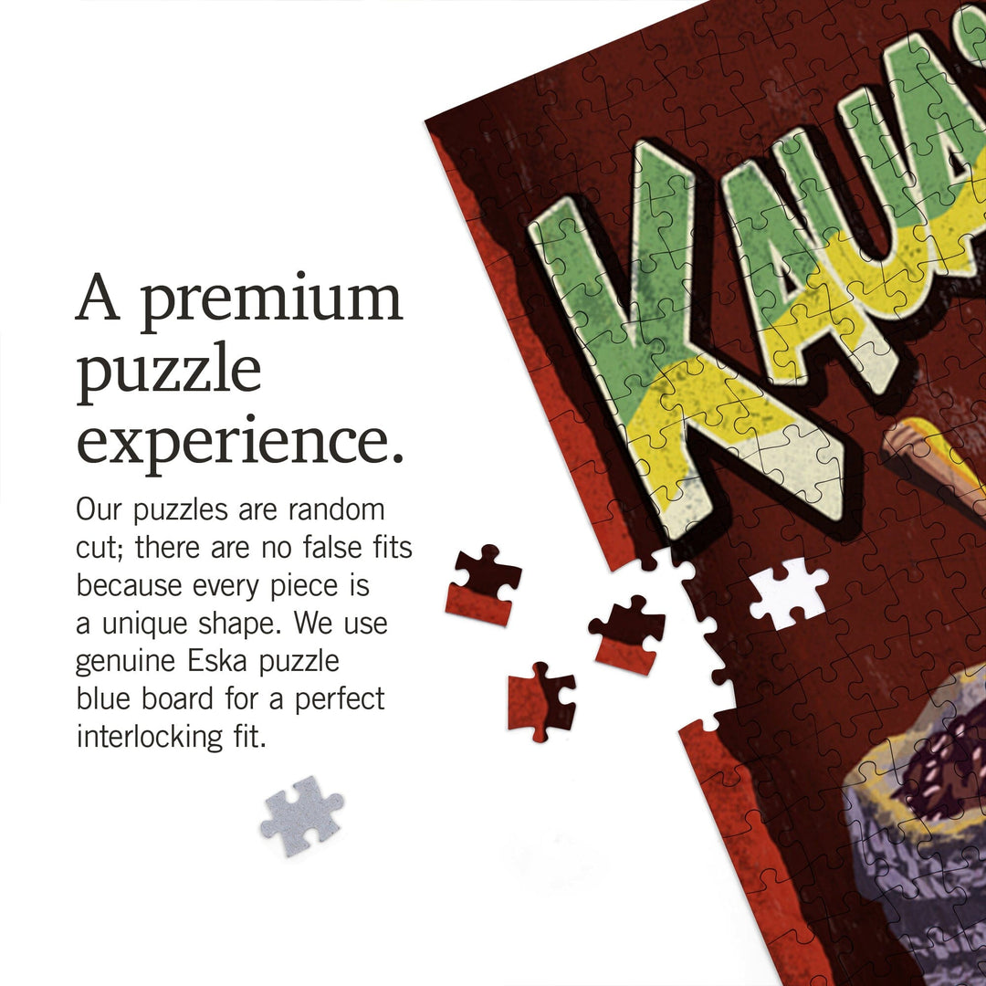 Kauai, Hawaii, Kauai Coffee Vintage Sign, Jigsaw Puzzle Puzzle Lantern Press 