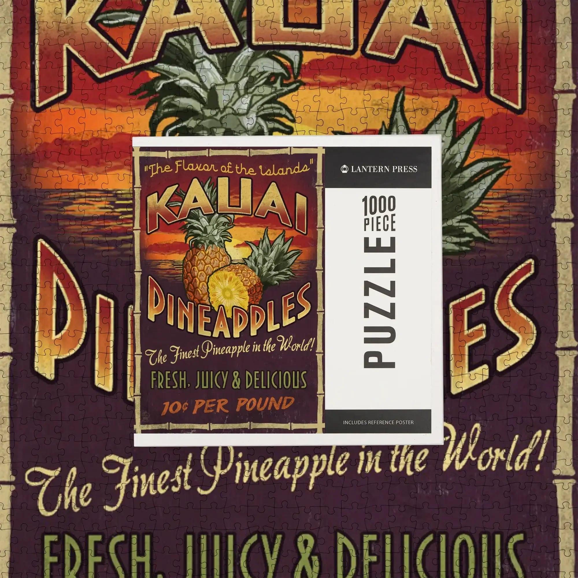 Kauai, Hawaii, Pineapple Vintage Sign, 1000 piece jigsaw puzzle