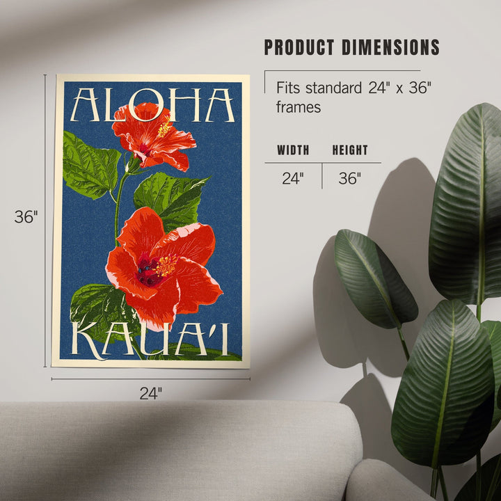 Kaua'i, Hawaii, Red Hibiscus, Art & Giclee Prints Art Lantern Press 