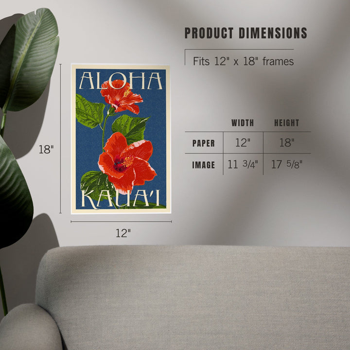 Kaua'i, Hawaii, Red Hibiscus, Art & Giclee Prints Art Lantern Press 