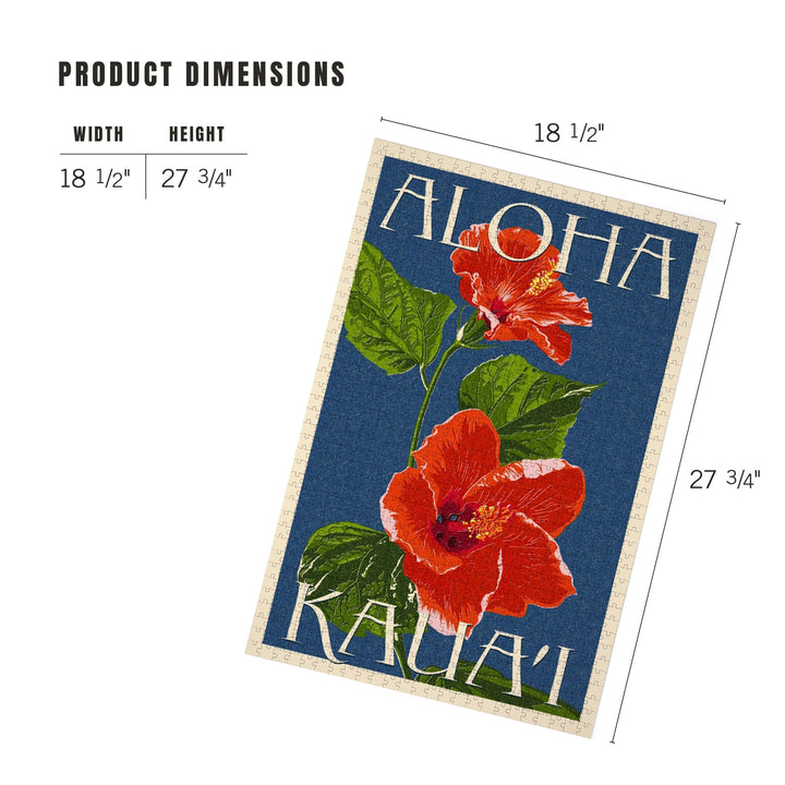 Kaua'i, Hawaii, Red Hibiscus, Jigsaw Puzzle Puzzle Lantern Press 