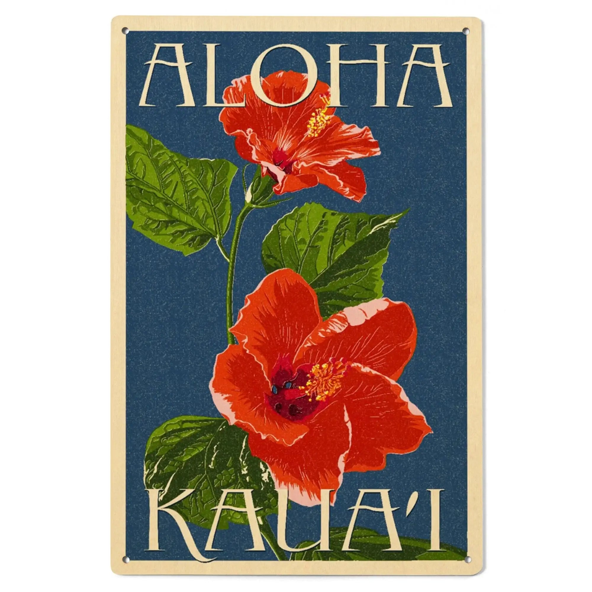 ヘイホーページA5 花華 Kaua'i, Hawaii, Red Hibiscus, Lantern Press Poster, Wood Signs and Pos