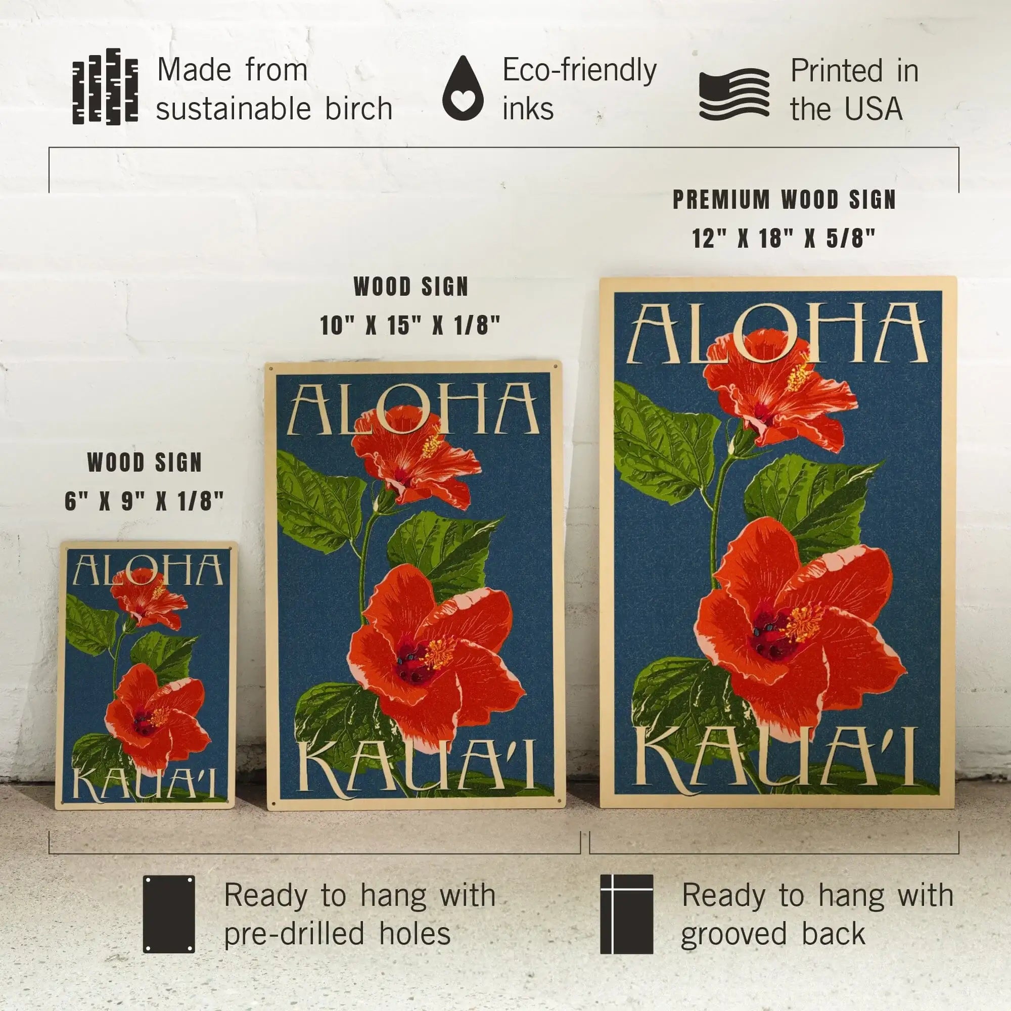 華/ポスター Kaua'i, Hawaii, Red Hibiscus, Lantern Press Poster, Wood Signs and Pos