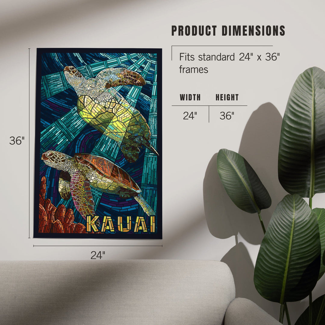 Kauai, Hawaii, Sea Turtle Mosaic, Art & Giclee Prints Art Lantern Press 