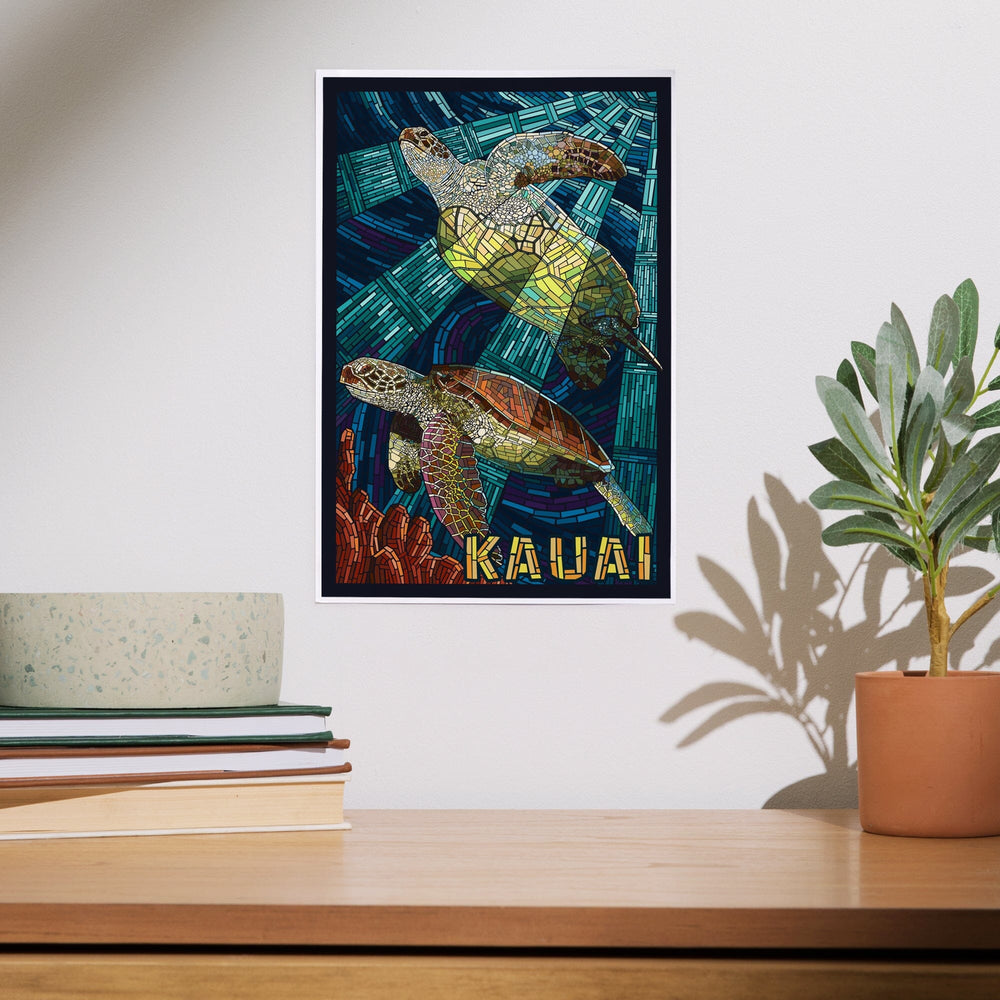 Kauai, Hawaii, Sea Turtle Mosaic, Art & Giclee Prints Art Lantern Press 