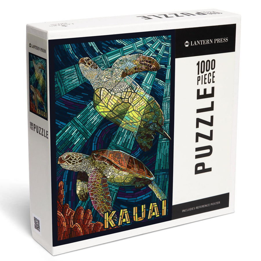 Kauai, Hawaii, Sea Turtle Mosaic, Jigsaw Puzzle Puzzle Lantern Press 