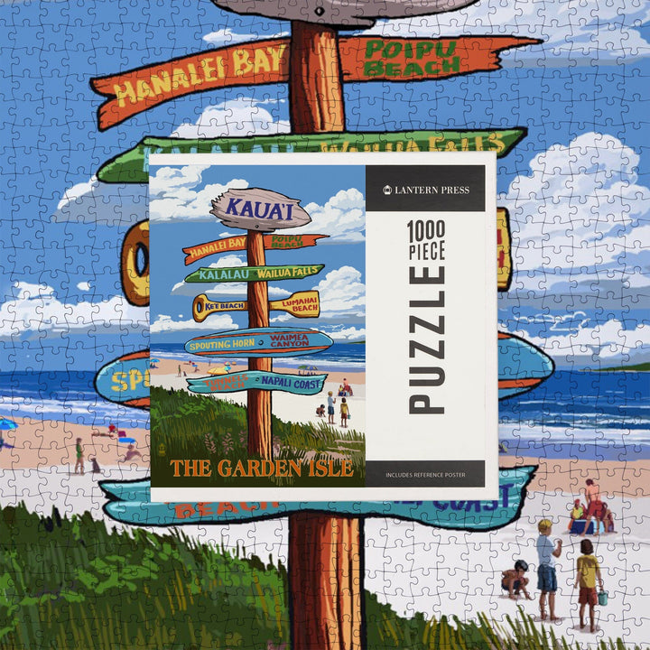 Kaua'i, Hawaii, The Garden Isle Destination Signpost, Jigsaw Puzzle Puzzle Lantern Press 