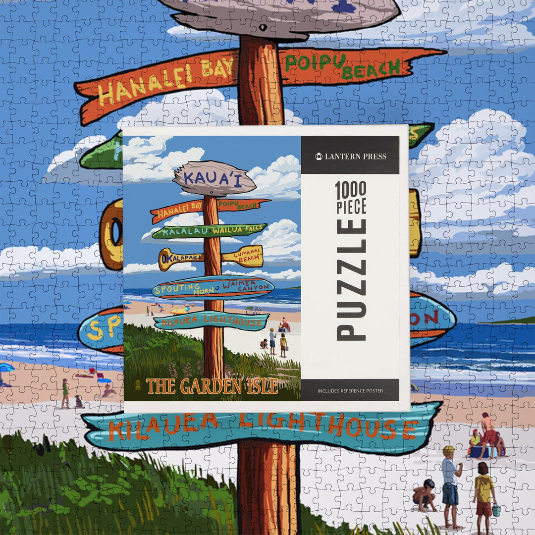 Kaua'i, Hawaii, The Garden Isle, Destinations Sign, Jigsaw Puzzle Puzzle Lantern Press 