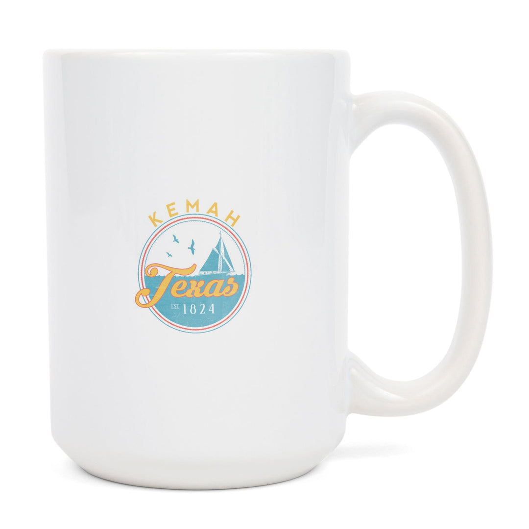 Kemah, Texas, Sail Boat Scene, Contour, Lantern Press Artwork, Ceramic Mug - Lantern Press