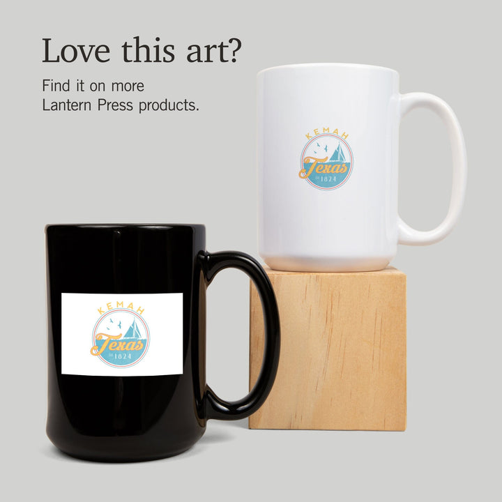 Kemah, Texas, Sail Boat Scene, Contour, Lantern Press Artwork, Ceramic Mug - Lantern Press