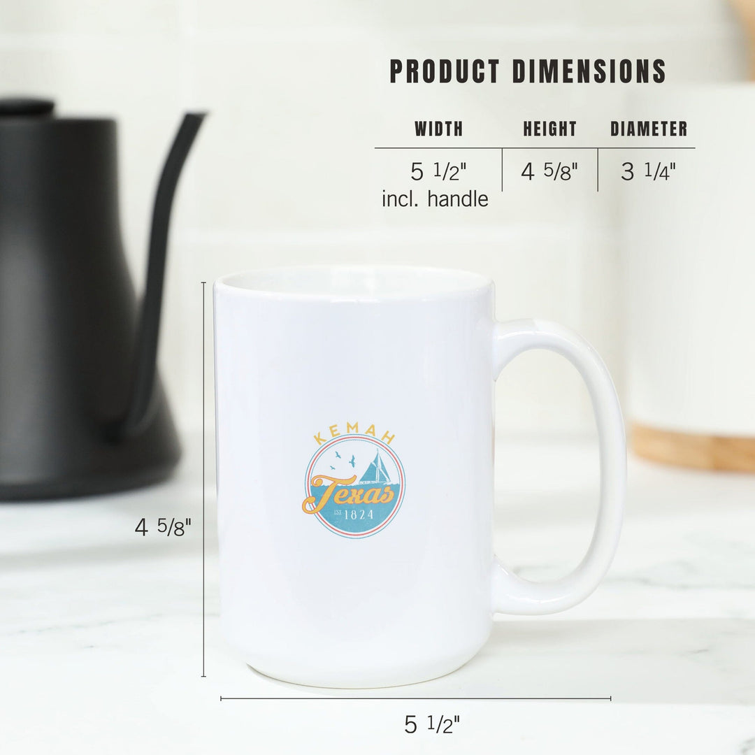 Kemah, Texas, Sail Boat Scene, Contour, Lantern Press Artwork, Ceramic Mug - Lantern Press