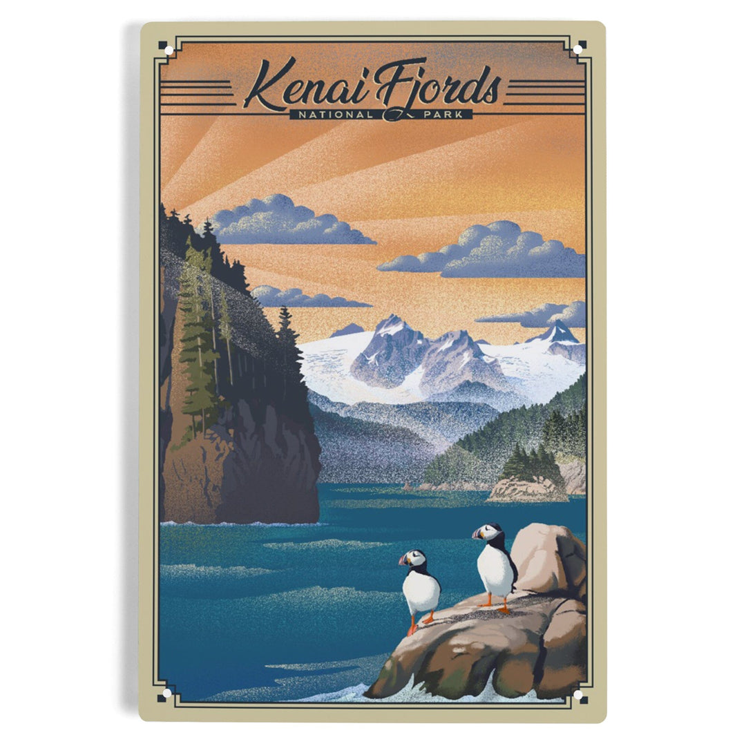 Kenai Fjords National Park, Alaska, Lithograph Park Series, Metal Signs Metal Lantern Press 