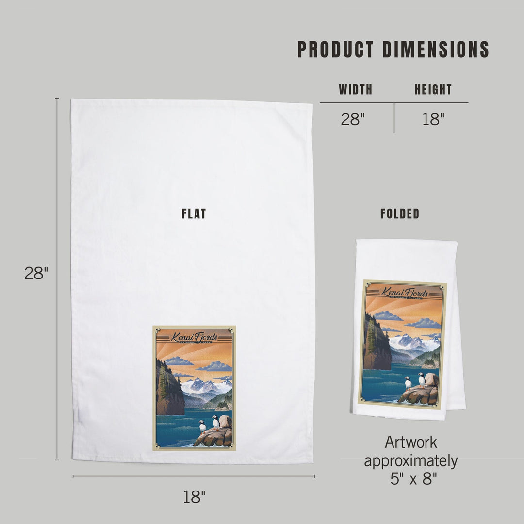 Kenai Fjords National Park, Alaska, Lithograph Park Series, Organic Cotton Kitchen Tea Towels Kitchen Lantern Press 