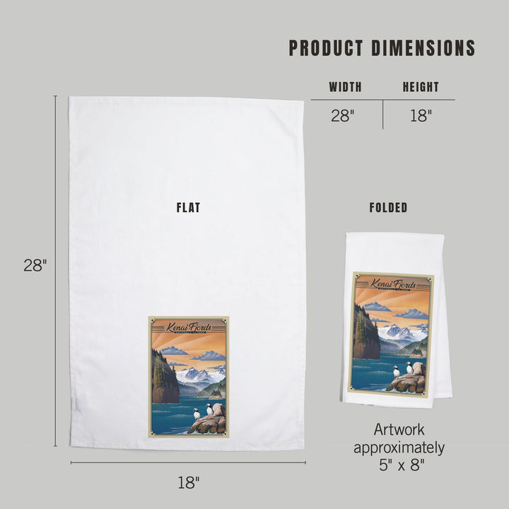 Kenai Fjords National Park, Alaska, Lithograph Park Series, Organic Cotton Kitchen Tea Towels Kitchen Lantern Press 