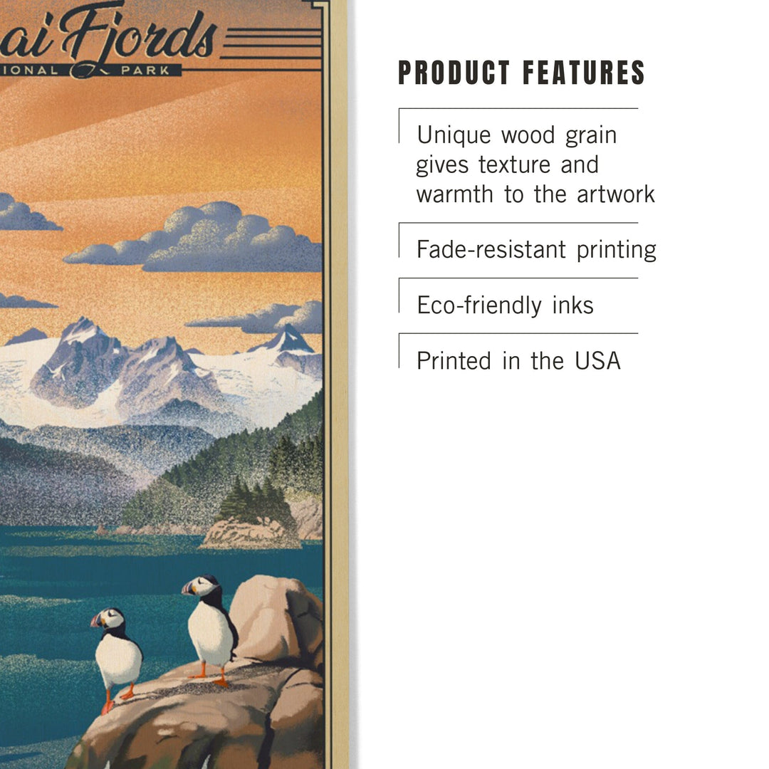 Kenai Fjords National Park, Alaska, Lithograph Park Series, Wood Signs and Postcards Wood Lantern Press 