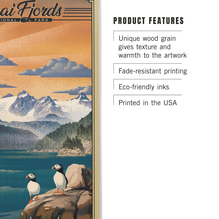 Kenai Fjords National Park, Alaska, Lithograph Park Series, Wood Signs and Postcards Wood Lantern Press 