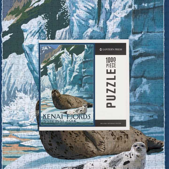 Kenai Fjords National Park, Alaska, Seals and Ice Shelf, Jigsaw Puzzle Puzzle Lantern Press 