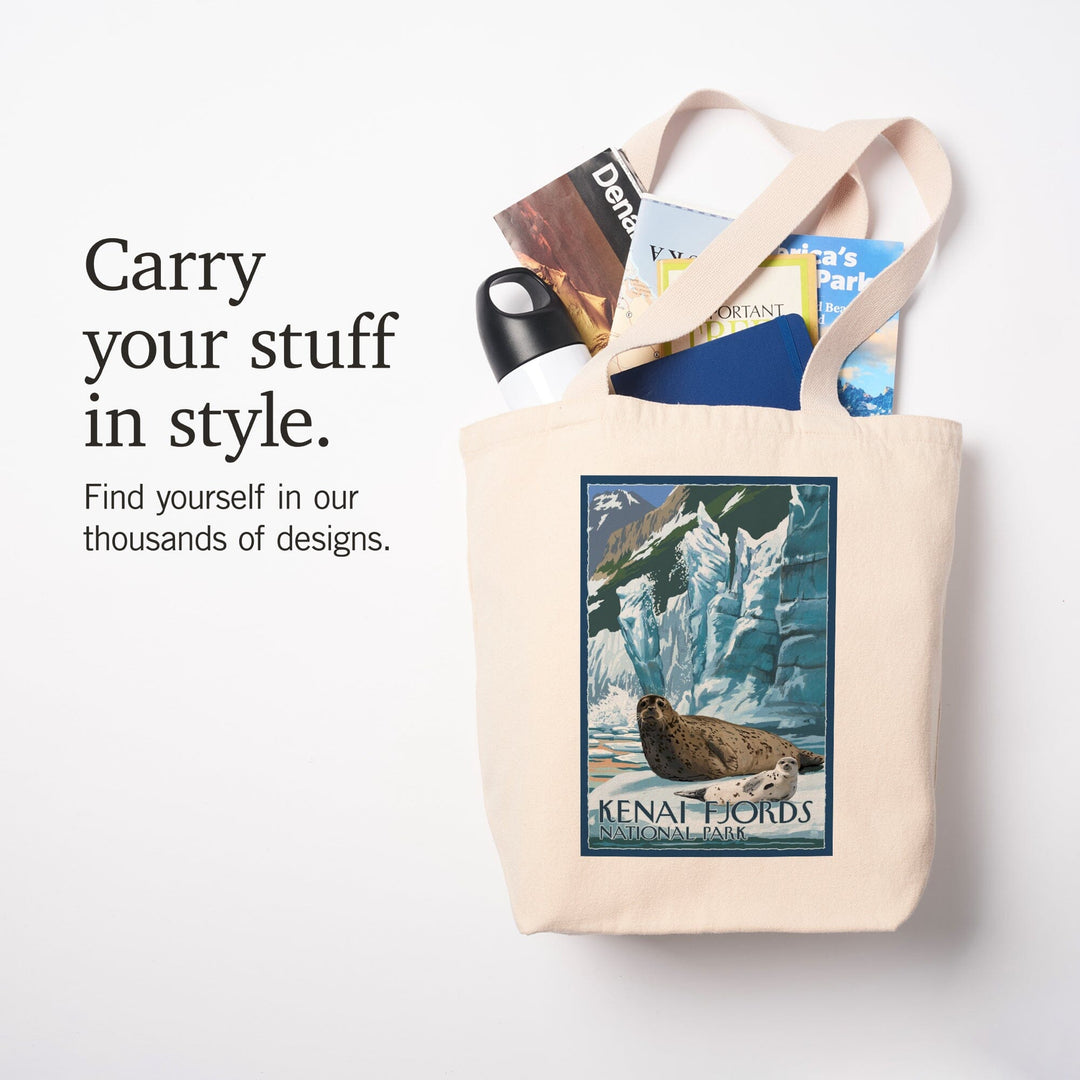 Kenai Fjords National Park, Alaska, Seals and Ice Shelf, Tote Bag Totes Lantern Press 