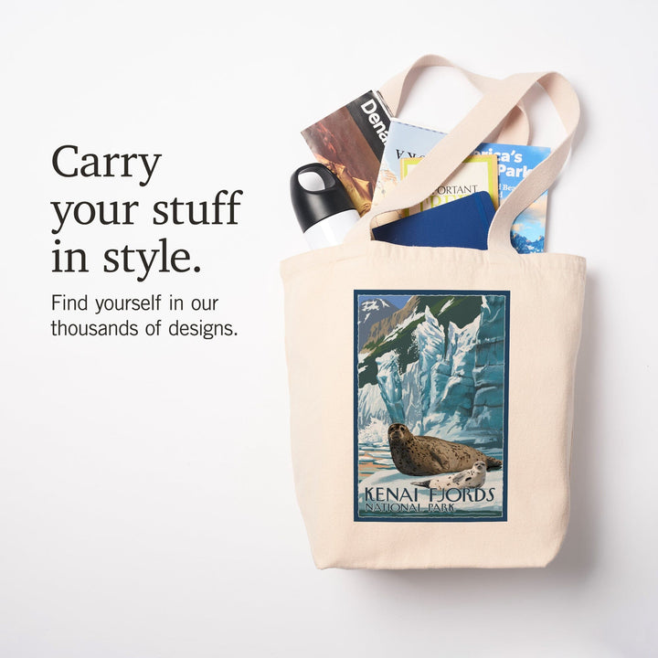 Kenai Fjords National Park, Alaska, Seals and Ice Shelf, Tote Bag Totes Lantern Press 