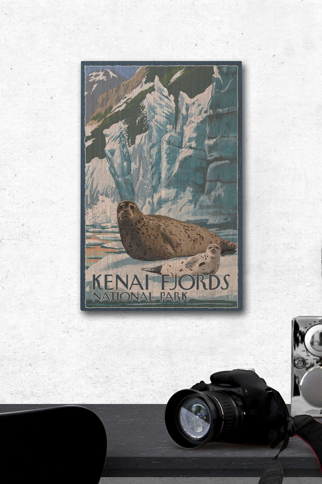 Kenai Fjords National Park, Alaska, Seals & Ice Shelf, Lantern Press Artwork, Wood Signs and Postcards Wood Lantern Press 12 x 18 Wood Gallery Print 