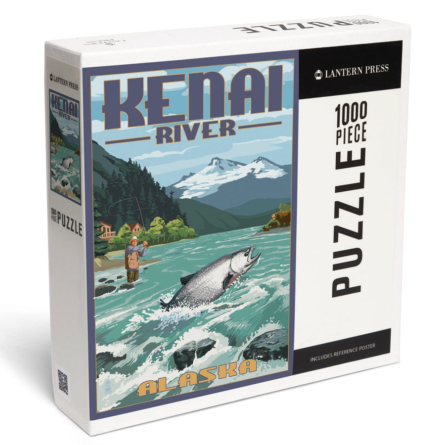 Kenai River, Alaska, Salmon Fisherman, Jigsaw Puzzle Puzzle Lantern Press 