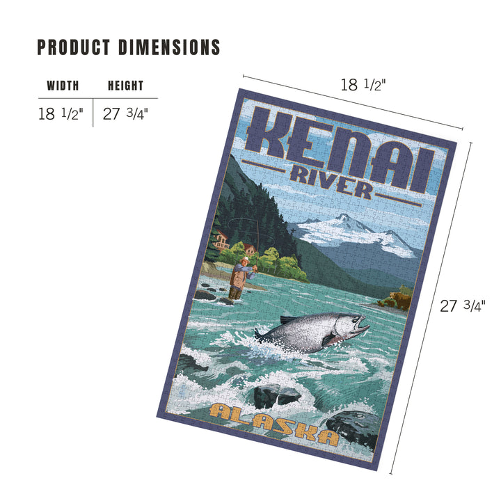 Kenai River, Alaska, Salmon Fisherman, Jigsaw Puzzle Puzzle Lantern Press 