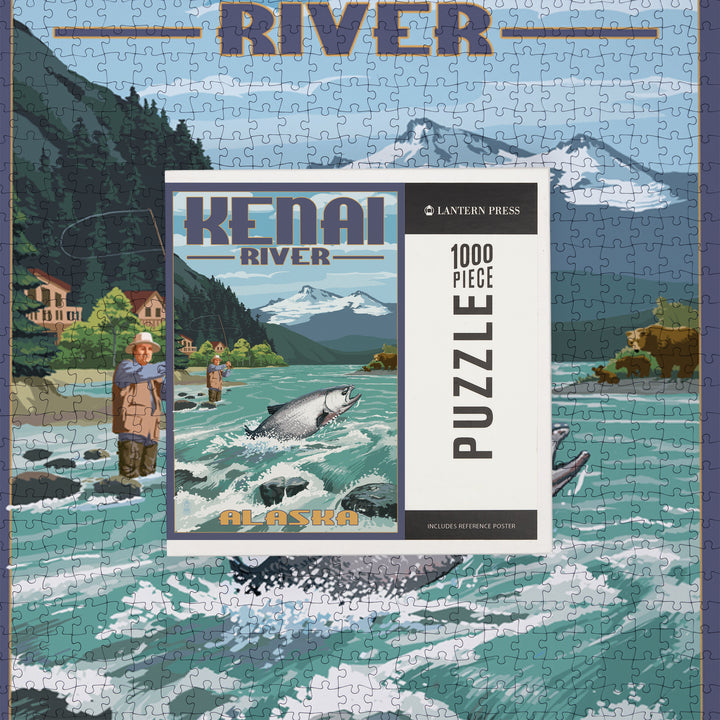 Kenai River, Alaska, Salmon Fisherman, Jigsaw Puzzle Puzzle Lantern Press 