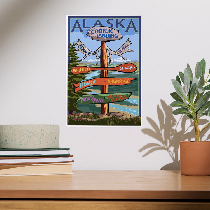 Kenai River, Alaska, Sign Post, Art & Giclee Prints Art Lantern Press 