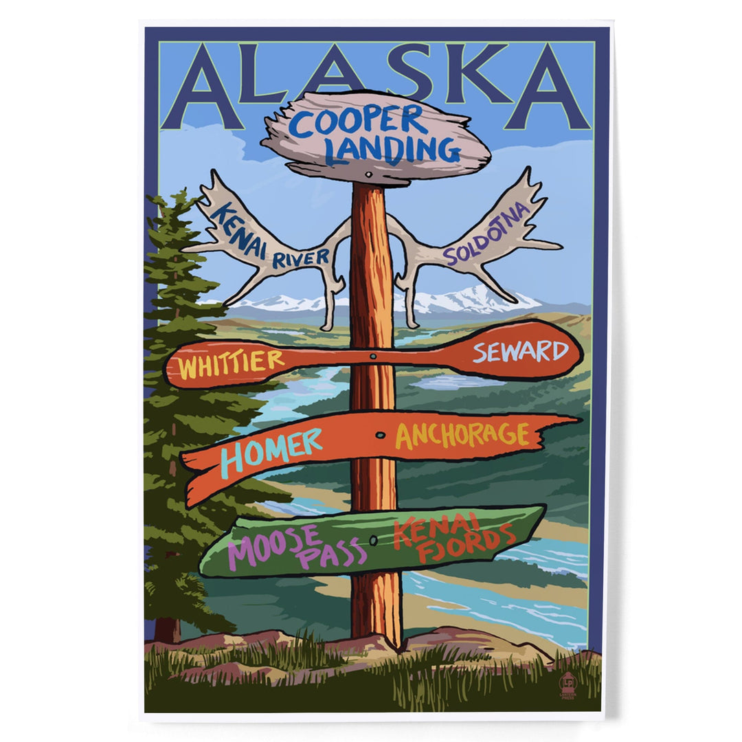 Kenai River, Alaska, Sign Post, Art & Giclee Prints Art Lantern Press 