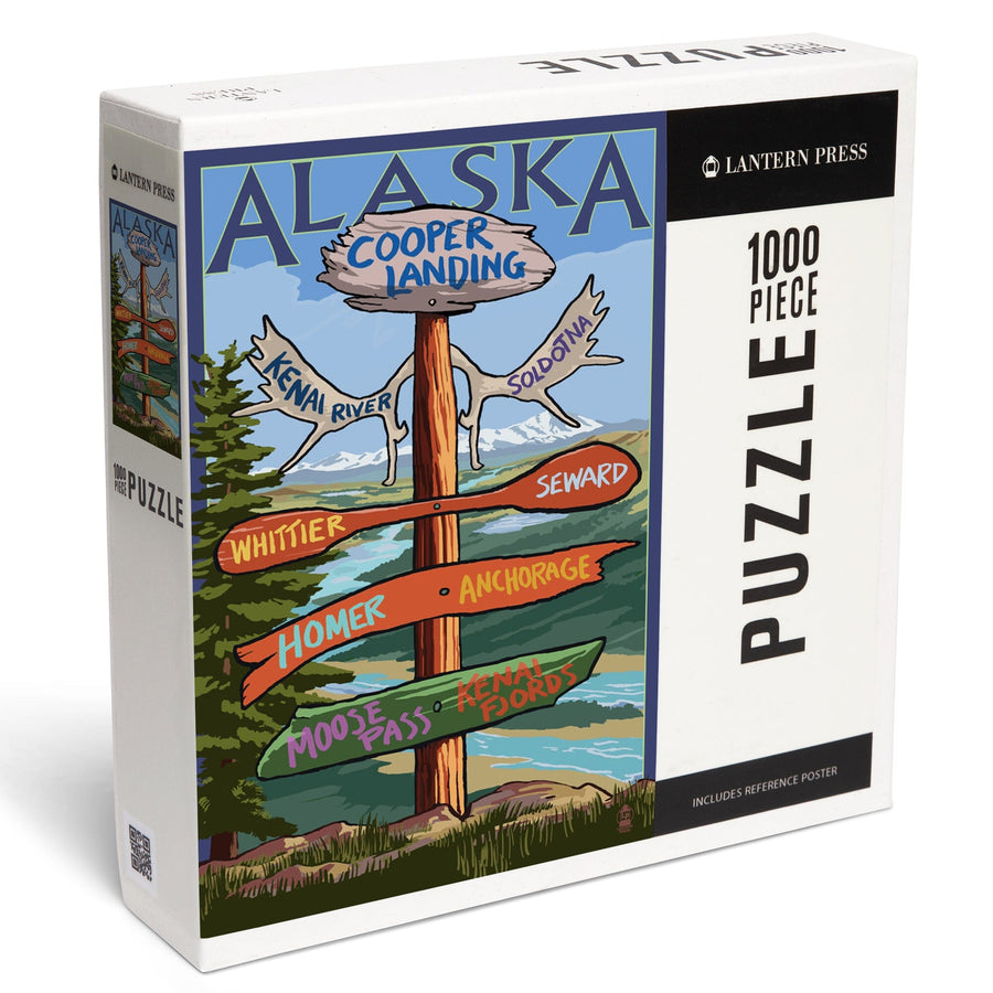 Kenai River, Alaska, Sign Post, Jigsaw Puzzle Puzzle Lantern Press 