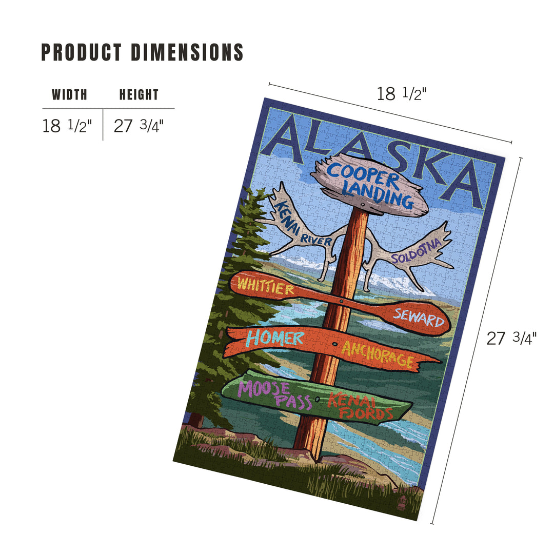 Kenai River, Alaska, Sign Post, Jigsaw Puzzle Puzzle Lantern Press 
