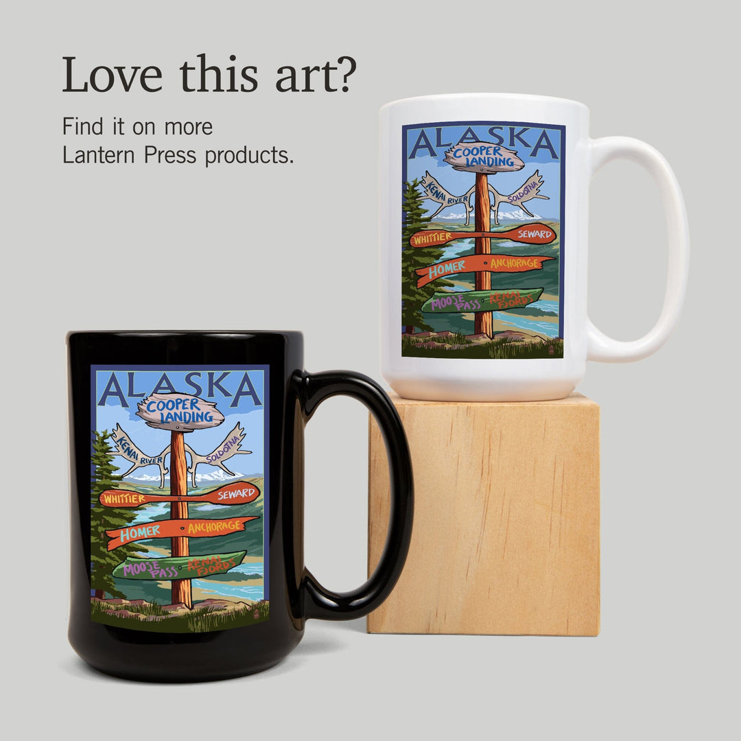 Kenai River, Alaska, Sign Post, Lantern Press Artwork, Ceramic Mug Mugs Lantern Press 